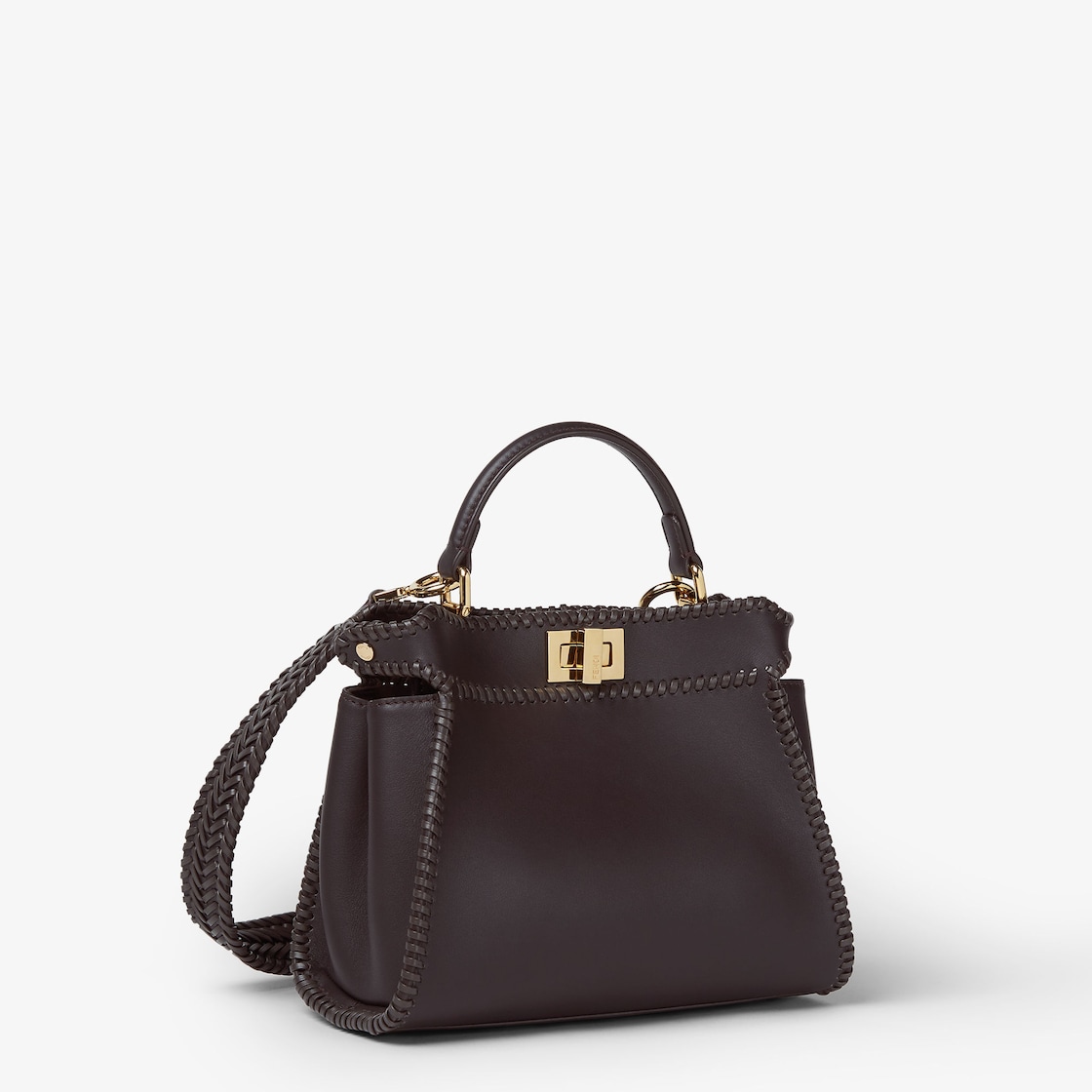FENDI Peekaboo Mini Dark brown leather bag with threading - Image 3